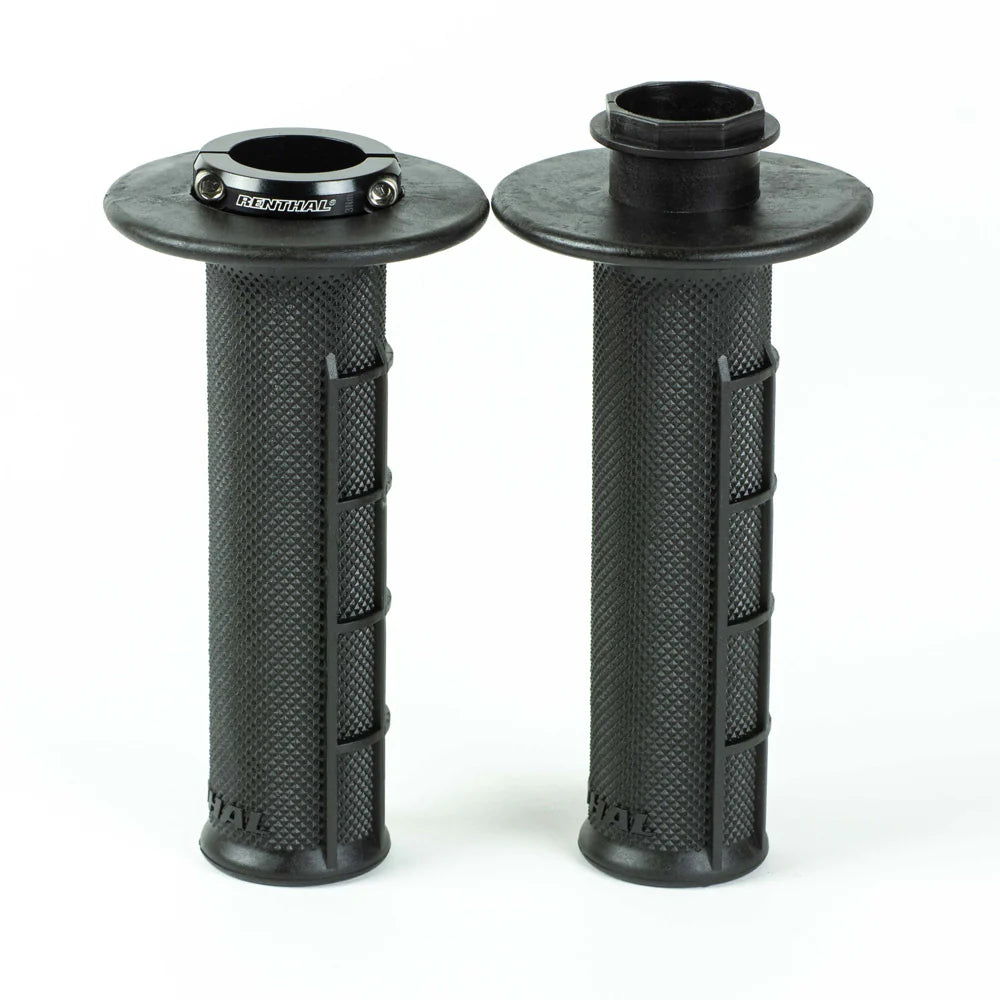 RENTHAL MX-R LOCK ON GRIPS HALF WAFFLE BLACK ULTRA TACKY