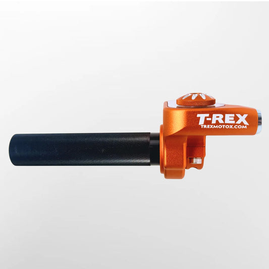 T-REX throttle (ORANGE) and cable package.                                      PLEASE SELECT THROTTLE TUBE TYPE WHEN ADDING TO YOUR BASKET.
