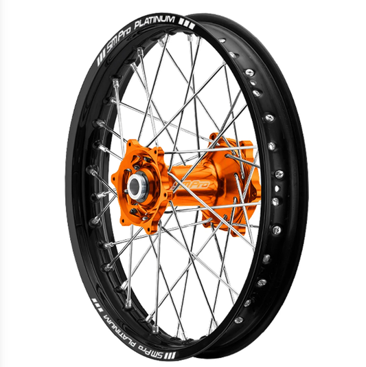 SM PRO PLATINUM MOTOCROSS     10”x1.6 REAR WHEEL - KTM ORANGE HUB, BLACK RIM - SX50/E5/E3